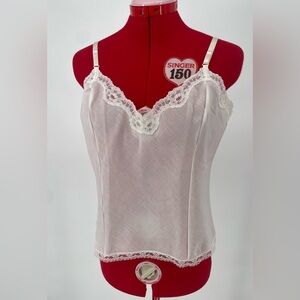 Vintage White Barbizon Crisp Cotton Blend Camisole / Layering Tank-top